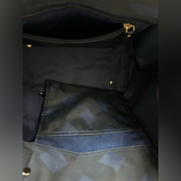 👜 Lands' End Navy Blue/Black Diamond Canvas Tote Shoulder Bag 🌟 - Picture 9 of 16